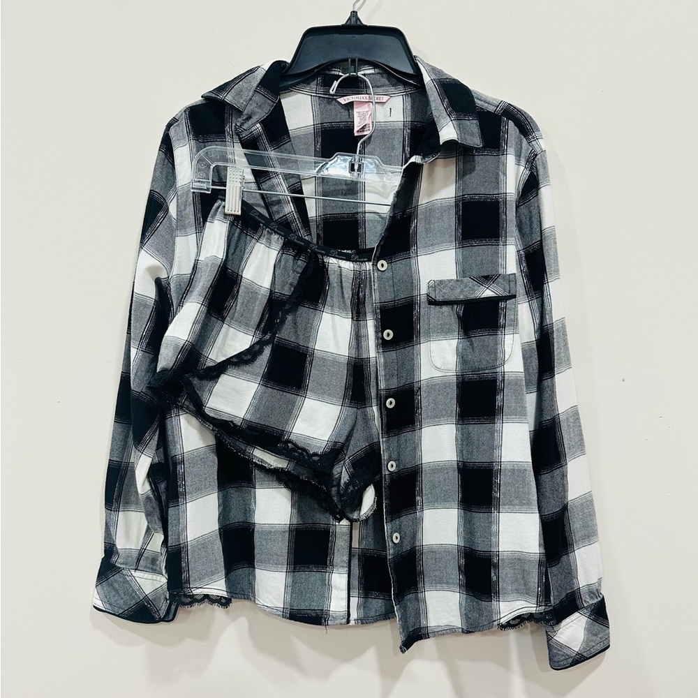 Victoria‎ Secret Women’s Plaid Pajamas Set With Lace Size XS